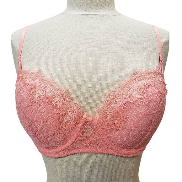 Victoria Secret Bra Dream Angels Coral Colored 32D Adjustable Strap Sexy - Picture 1 of 4